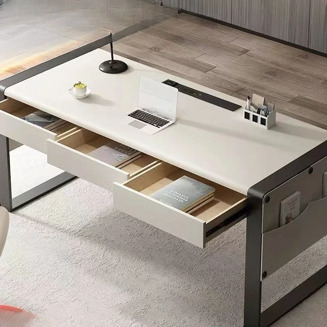 Study home solid wood saddle desk, simple modern light luxury computer desk