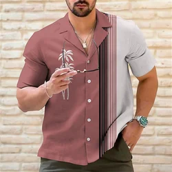 Luxury shirt 6 colors 2023 men's summer Hawaiian shirt casual fashion street short sleeve coconut striped beach holiday party