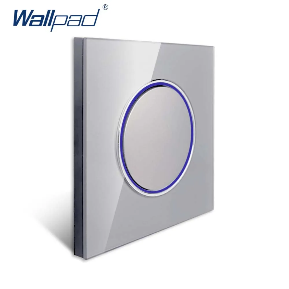 

Large Circle Button Wall Light Switch Panel Electric Outlet Grey Glass Wallpad for Home Improvement