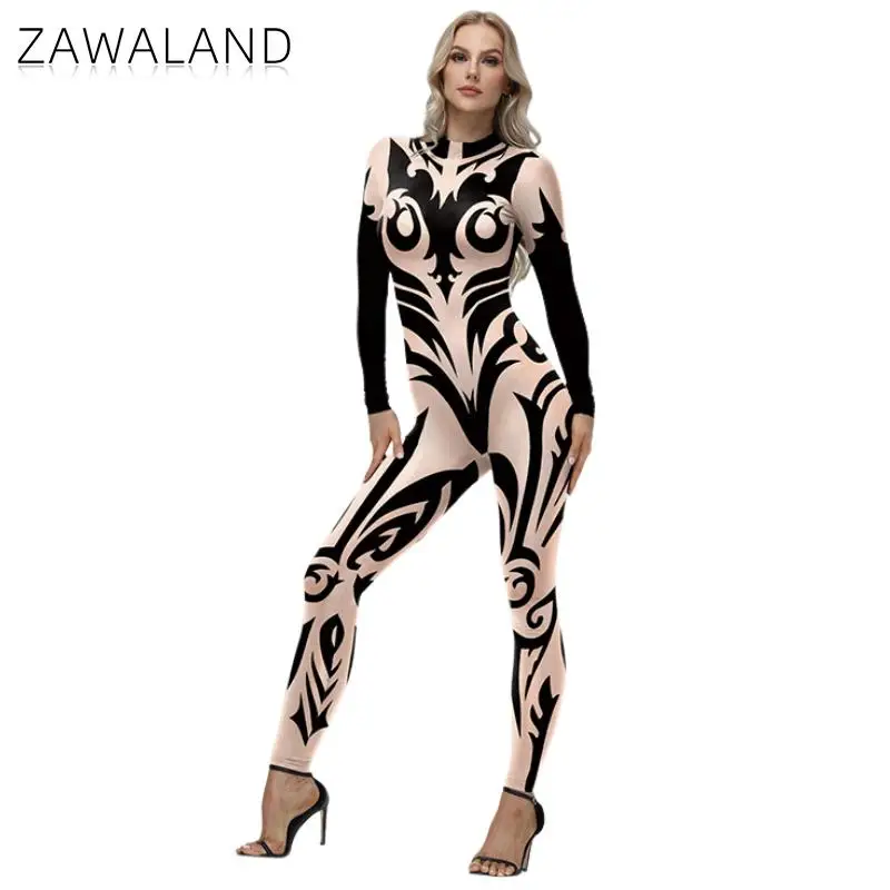 Zawaland Drag Queen Zentai Bodysuit for Women Sexy Jumpsuit Carnival Purim Festival Cosplay Costume Fashion Show Party Outfit
