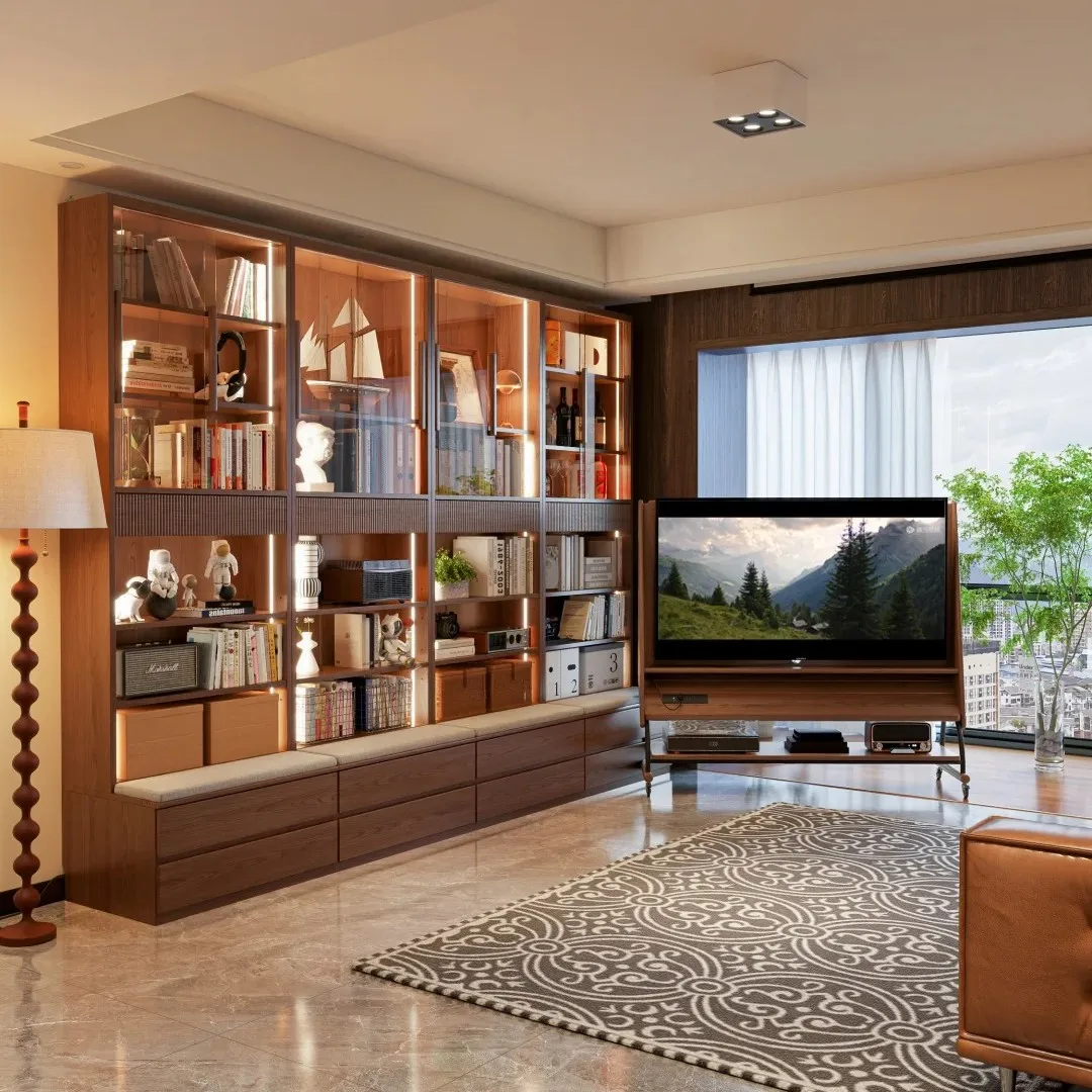 &Eco-Friendly Space-Saving Recycled Solid Wood Modern Panel Design Multi-Purpose Large Capacity Durable Living Room TV Home Bar