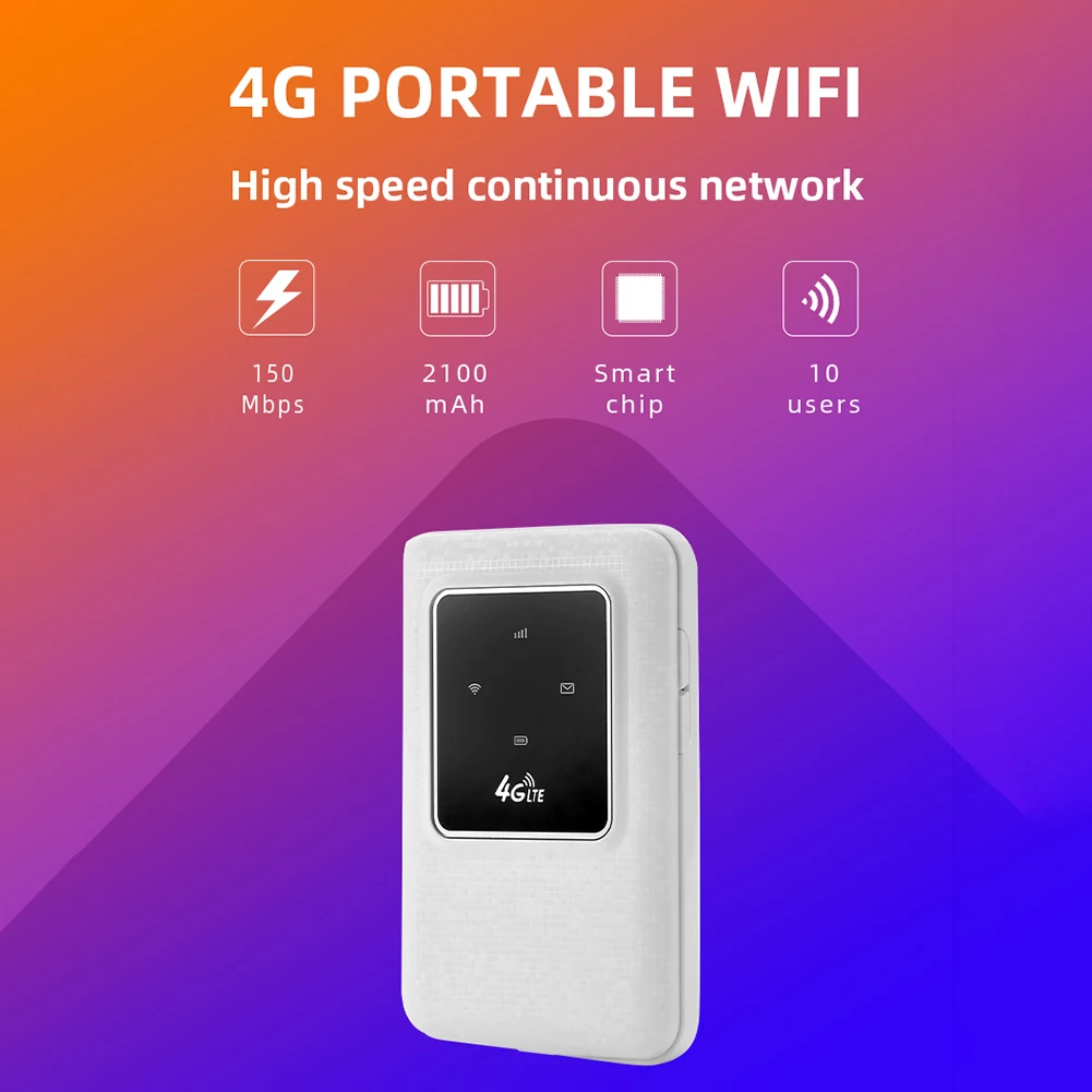 4G Lte WiFi Router Wireless 150Mbps Hotspot with SIM Card Slot Chip Portable Modem Router 2100mAh Mini Mobile Hotspot Plug&Play