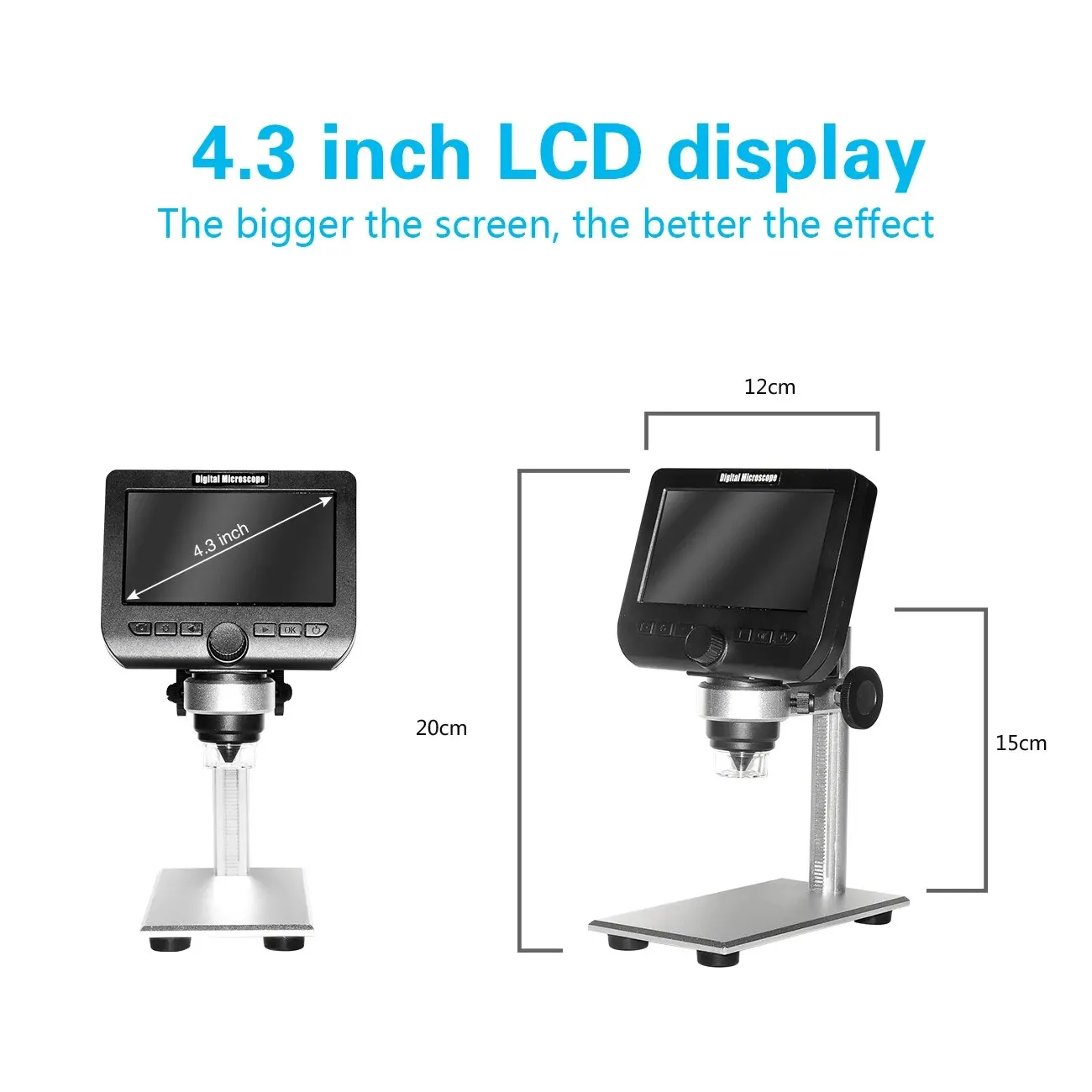 Microscopio Digital con WiFi, pantalla LCD de 4,3 pulgadas, aumento de 1000X, USB, cámara de vídeo para observación de estudiantes, 6led