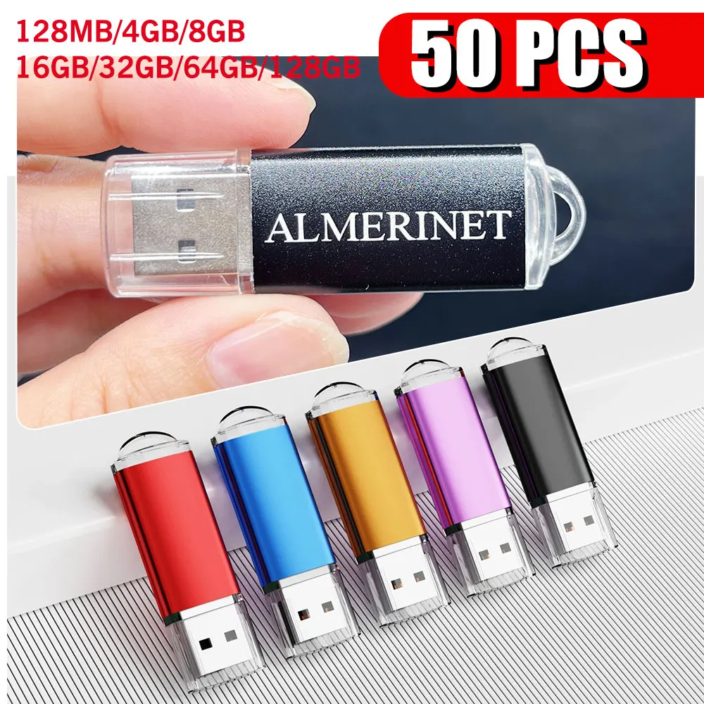 

50PCS Custom LOGO USB Drive High Speed Stick 2.0 Pen Drives 64G 32G Metal Flash Drive USB Memory Disk Cle USB Free Shipp
