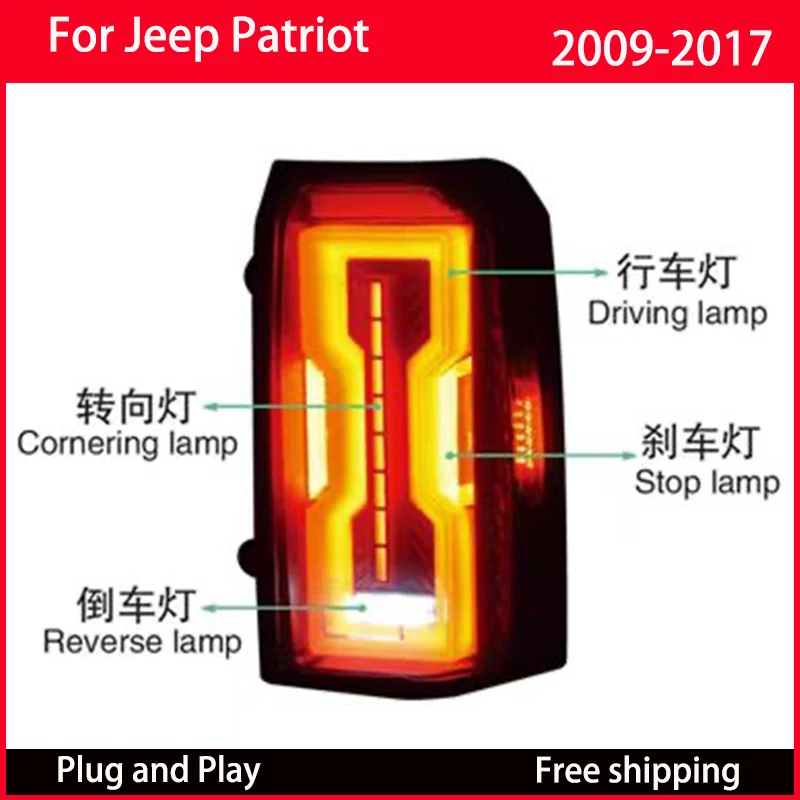 Voor Jeep Patriot LED-achterlicht Montage 2009-2017 Richtingaanwijzer remlicht auto-onderdelen