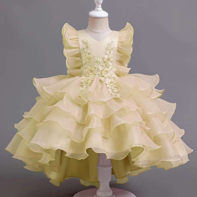 Flower Children's Clothing Mesh Princess Dress Small Medium-sized Children's Clothing Little Girls' Birthday Trailing Dresses