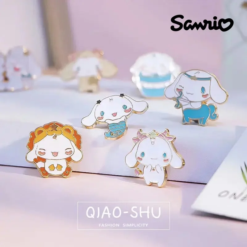 Sanrio Cinnamoroll Brooch Cinnamoroll Action Anime Figures Metal Enamel The Zodiac Brooch Cute Backpack Clothing Ornaments Gifts