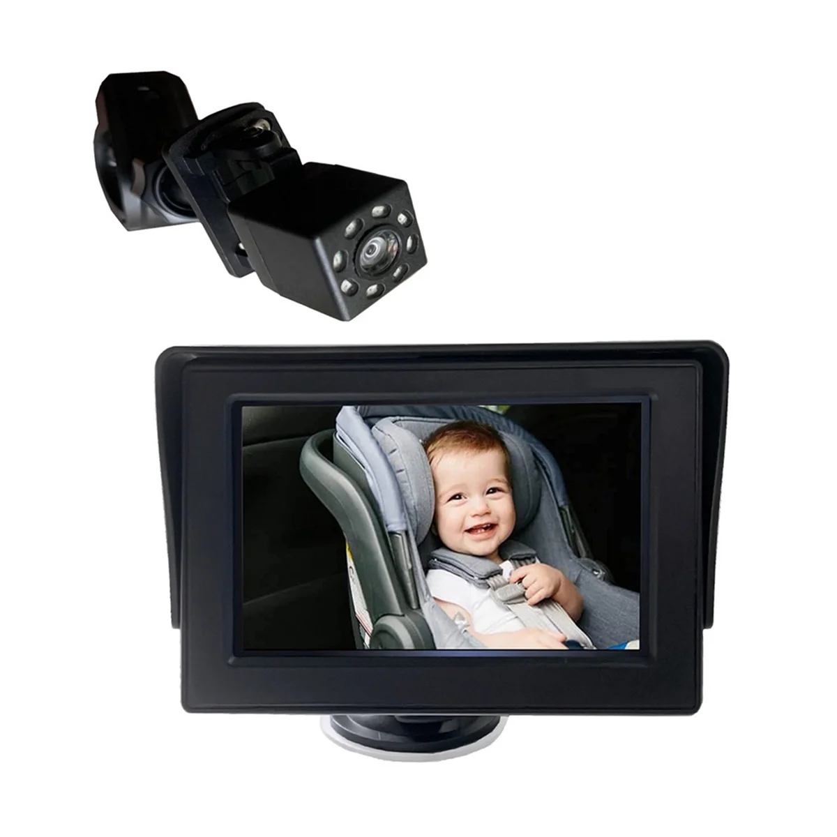 

Baby Car Camera, Baby Car Rearview Mirror, 4.3 Inch Baby Car Monitor, Baby Car Seat Rearview Mirror Camera, Observe Baby