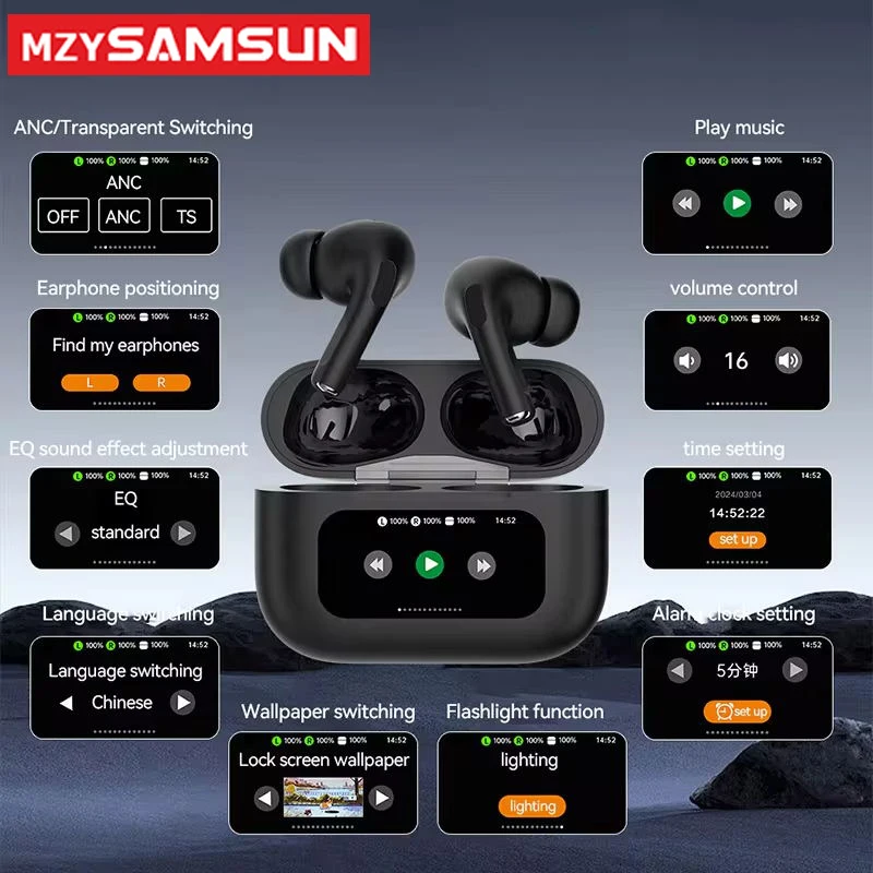 MZYSAMSUN G4 ANC Wireless Earbuds LED Screen Noise Cancelling Bluetooth Headphones Sports earphones With Mic For Android iOS