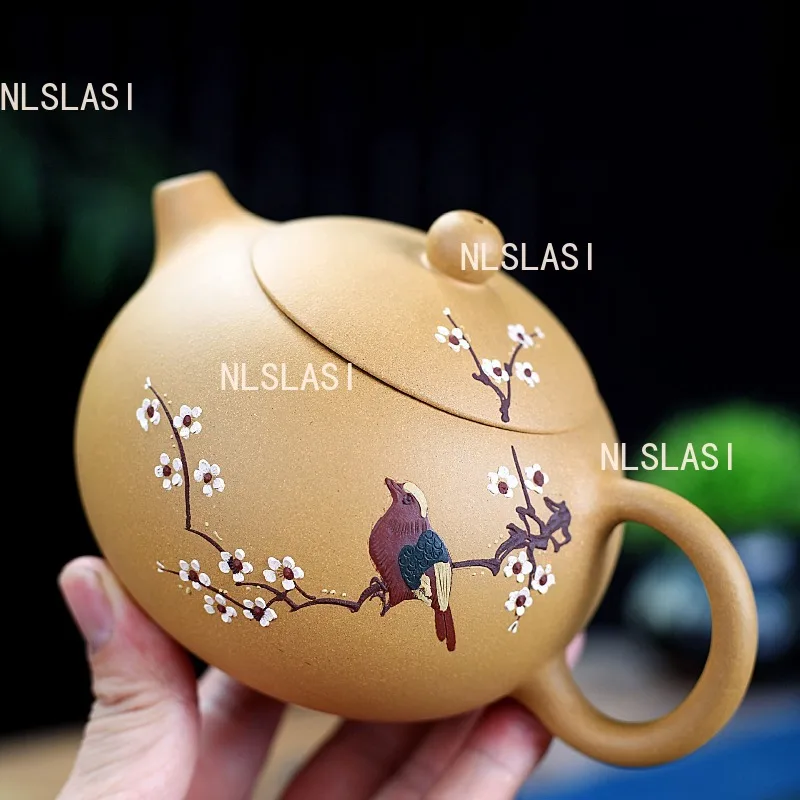 Magpie Purple Clay Pot Yellow Clay Yixing Teapot Household 9-hole Xishi Teapot Chinese Large Capacity Teapot Kung Fu Tea Set
