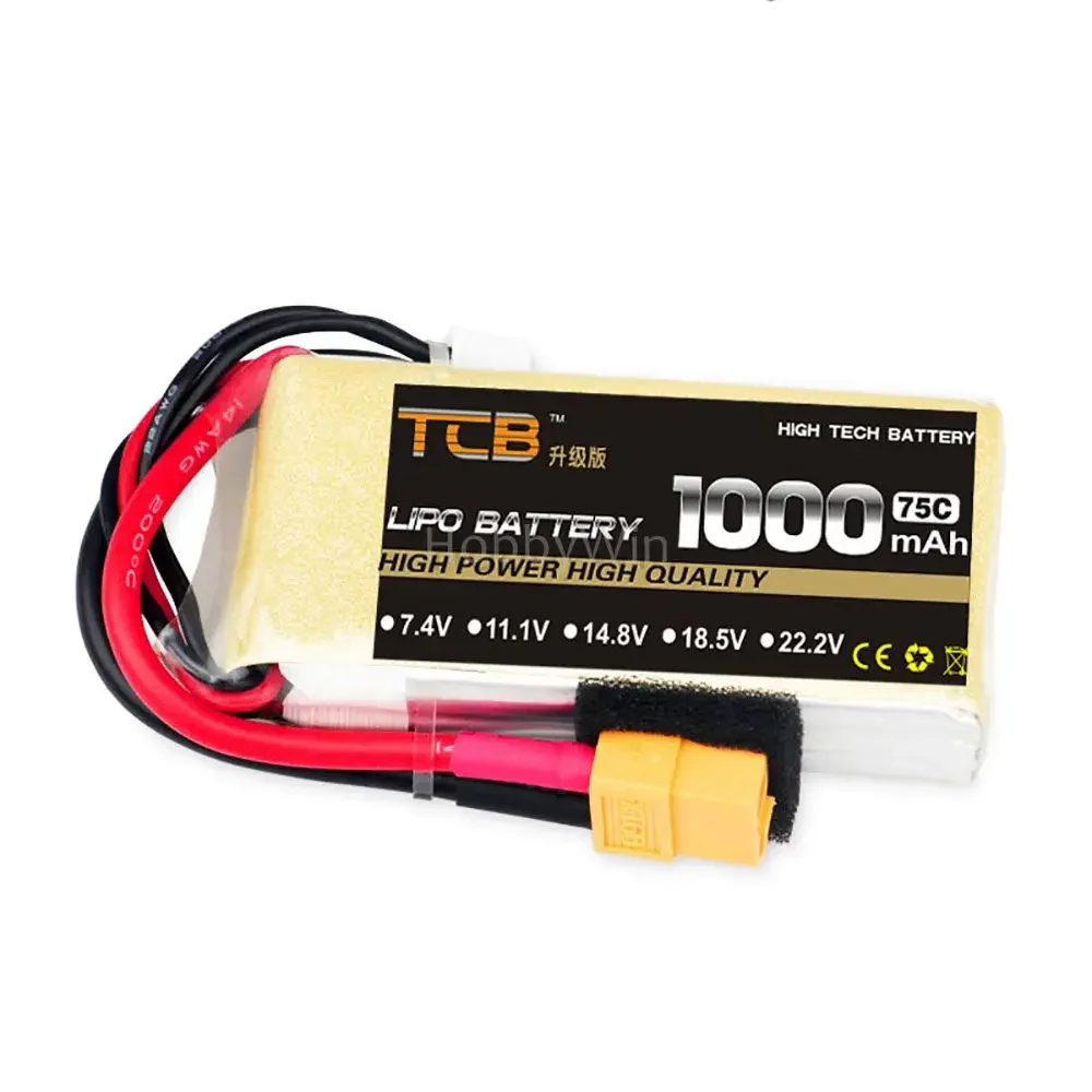 

2S7.4V 3S11.1V 4S14.8V 5S18.5V 6S22.2V 1000mAh 75C литий-полимерный аккумулятор XT60 разъем для аэробического радиоуправляемого самолета квадрокоптера дрона