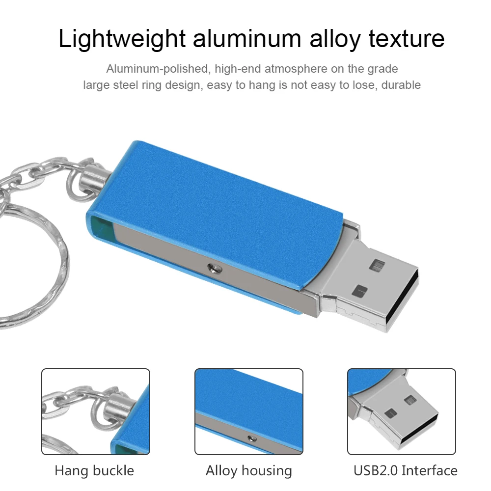 Stainless Steel USB 2.0 Pen Drive 128GB USB Flash Drive 16GB 32GB 64GB 4GB Pendrive USB Stick with Keychain Flash Drive U disk