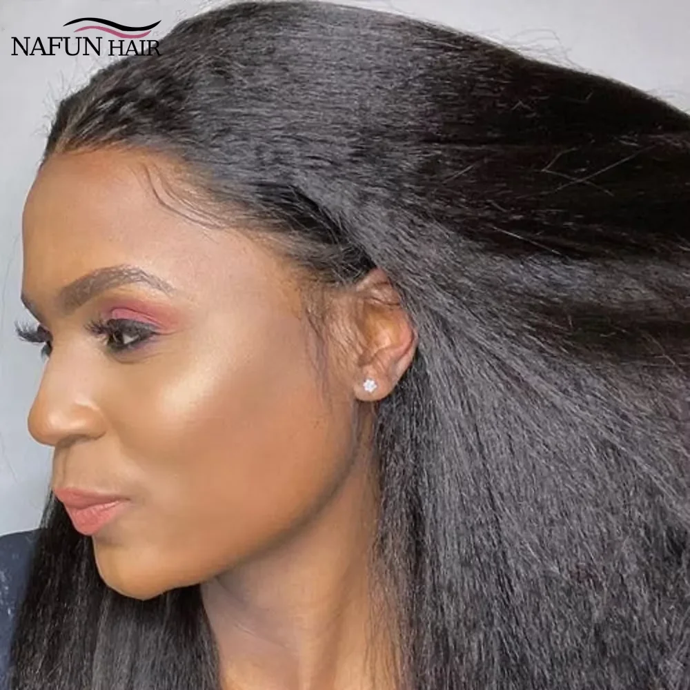 

HD Прозрачный 13x4 Кудрявый Прямой Парик Фронта Шнурка Человеческих Волос Натуральная Линия Волос Яки Прямой 4x4 Парик Шнурка Для Женщин