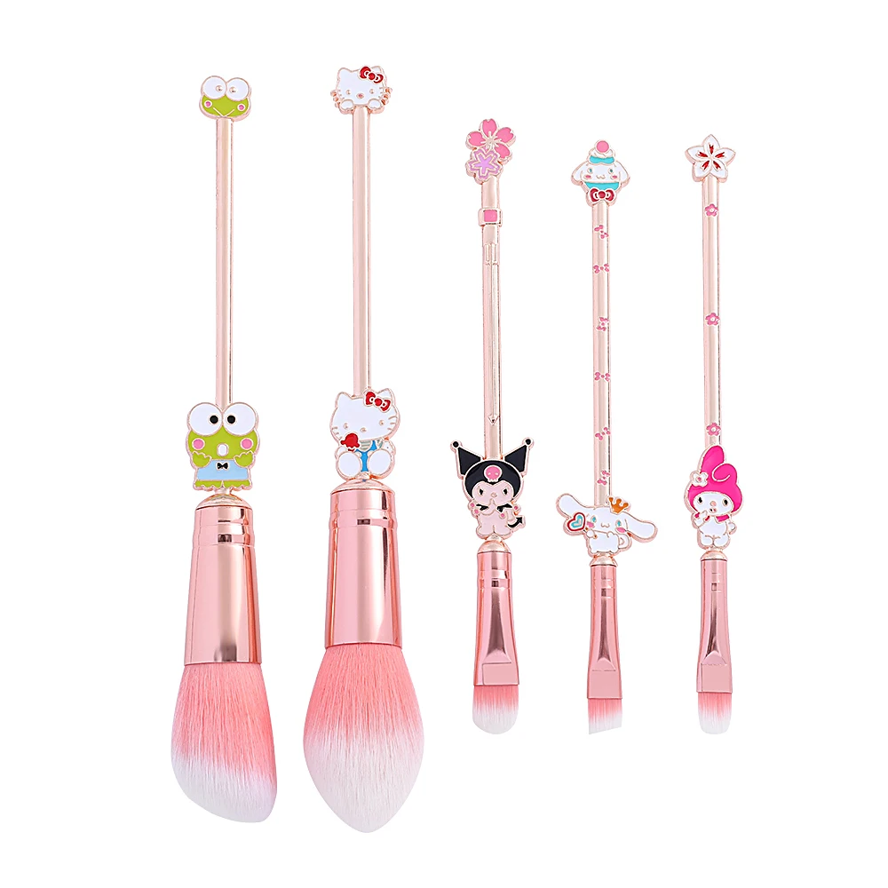 Sanrio Kuromi Makeup Brushes Set Kawaii Hello Kitty Foundation Blending Blush Concealer Eyebrow Powder Brush Beauty Tools Gift