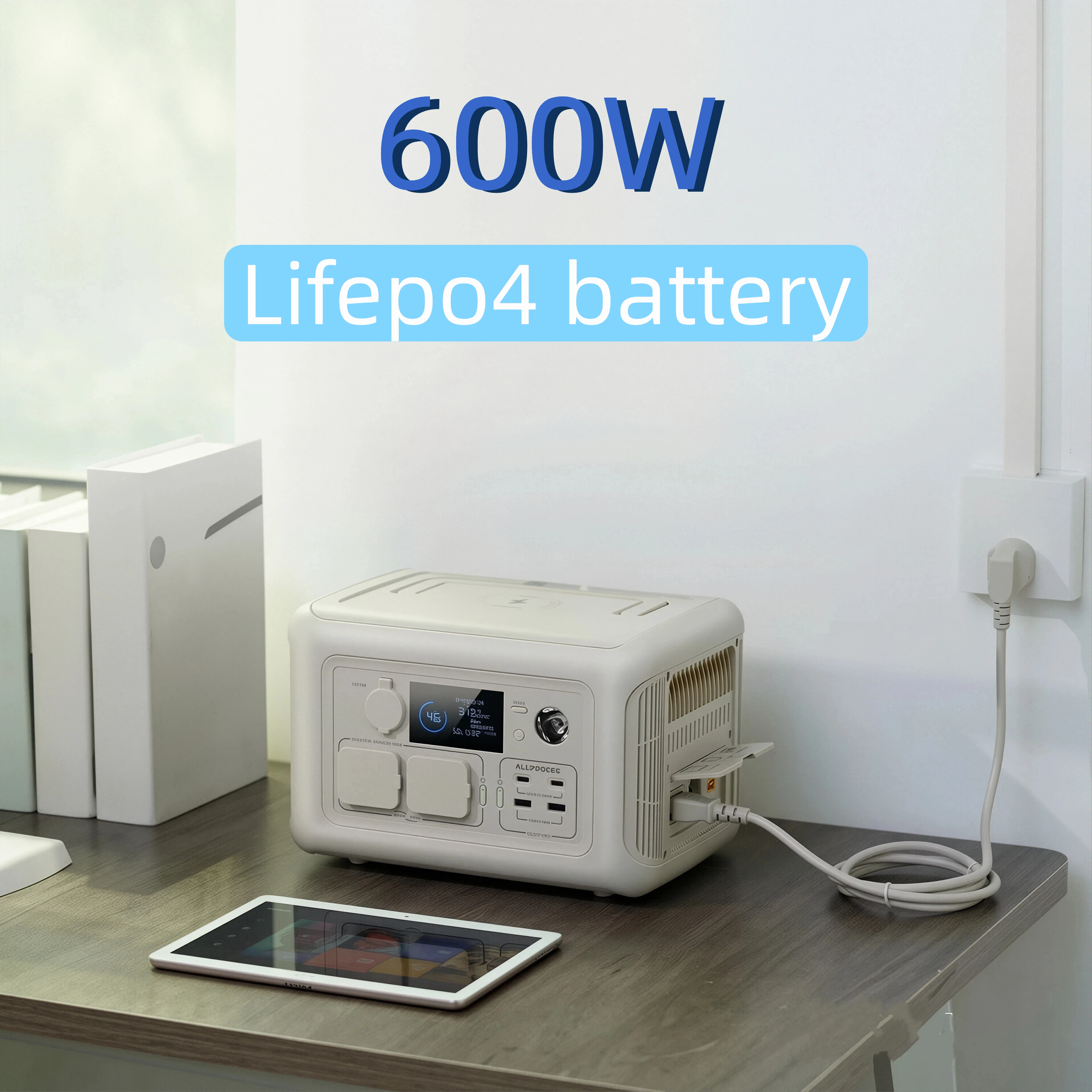 600W LiFePO4 Solar Generator for Outdoor Camping Pure Sine Wave Portable Power Station for Home Backup Grid Blackout