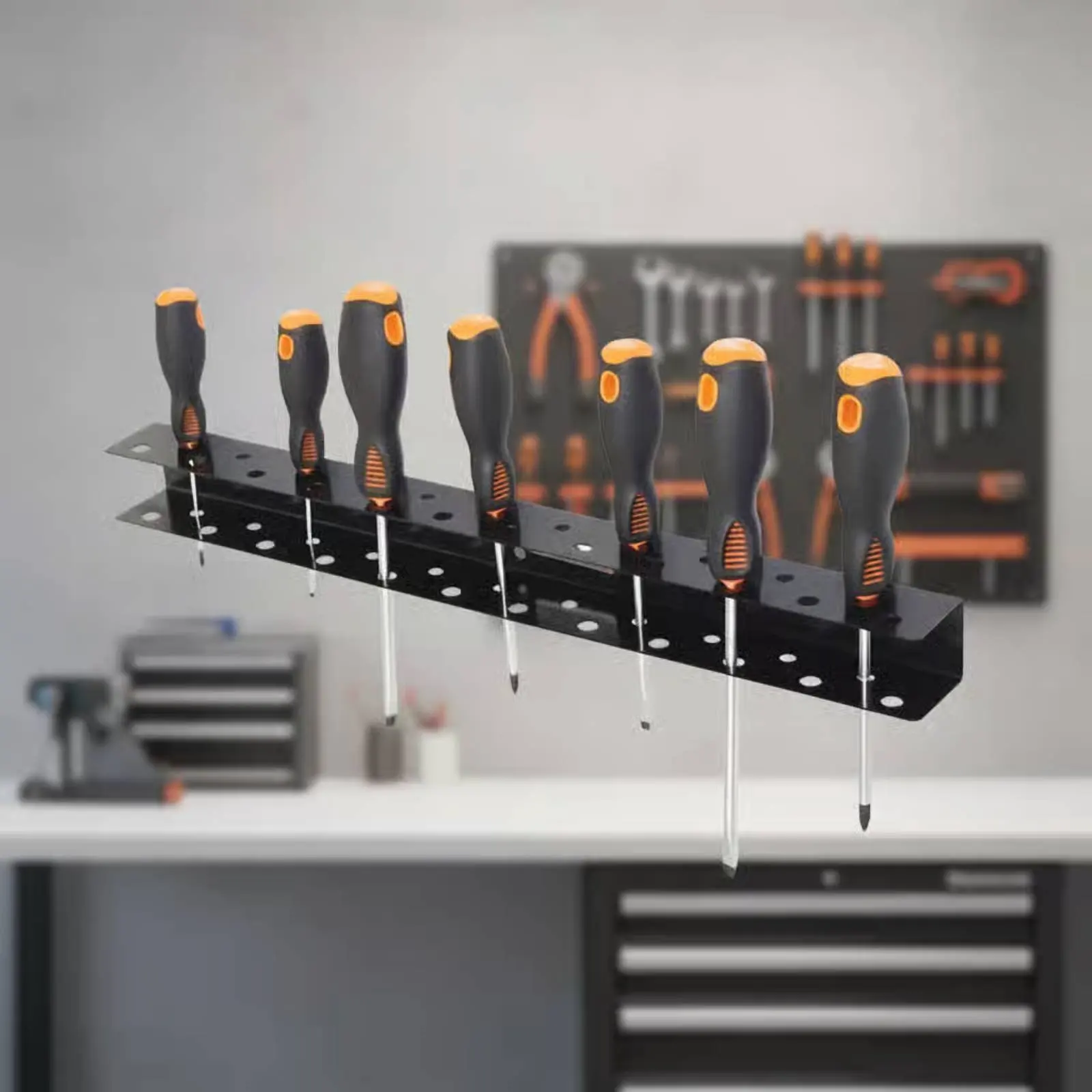 Screwdriver and Plier Rack Sturdy-Duty Wall Mounted Tool Organizer Pliers Storage Rack Space Saving Wall Mount Tool Organizer view 2
