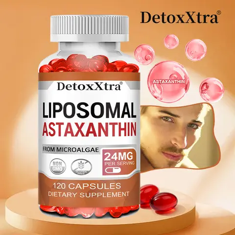 Natural Liposomal Astaxanthin 24mg Capsules, Antioxidants, Cardiovascular, Metabolism, Eye, Skin, Joint, Heart & Immune Support
