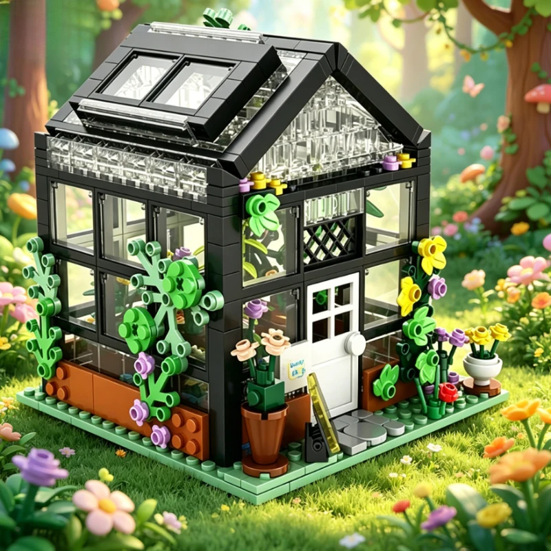 

Creative Street View Flower Store Building Bricks Model DIY Blocks Home Decoration Ornament Desktop Art Decor Collection