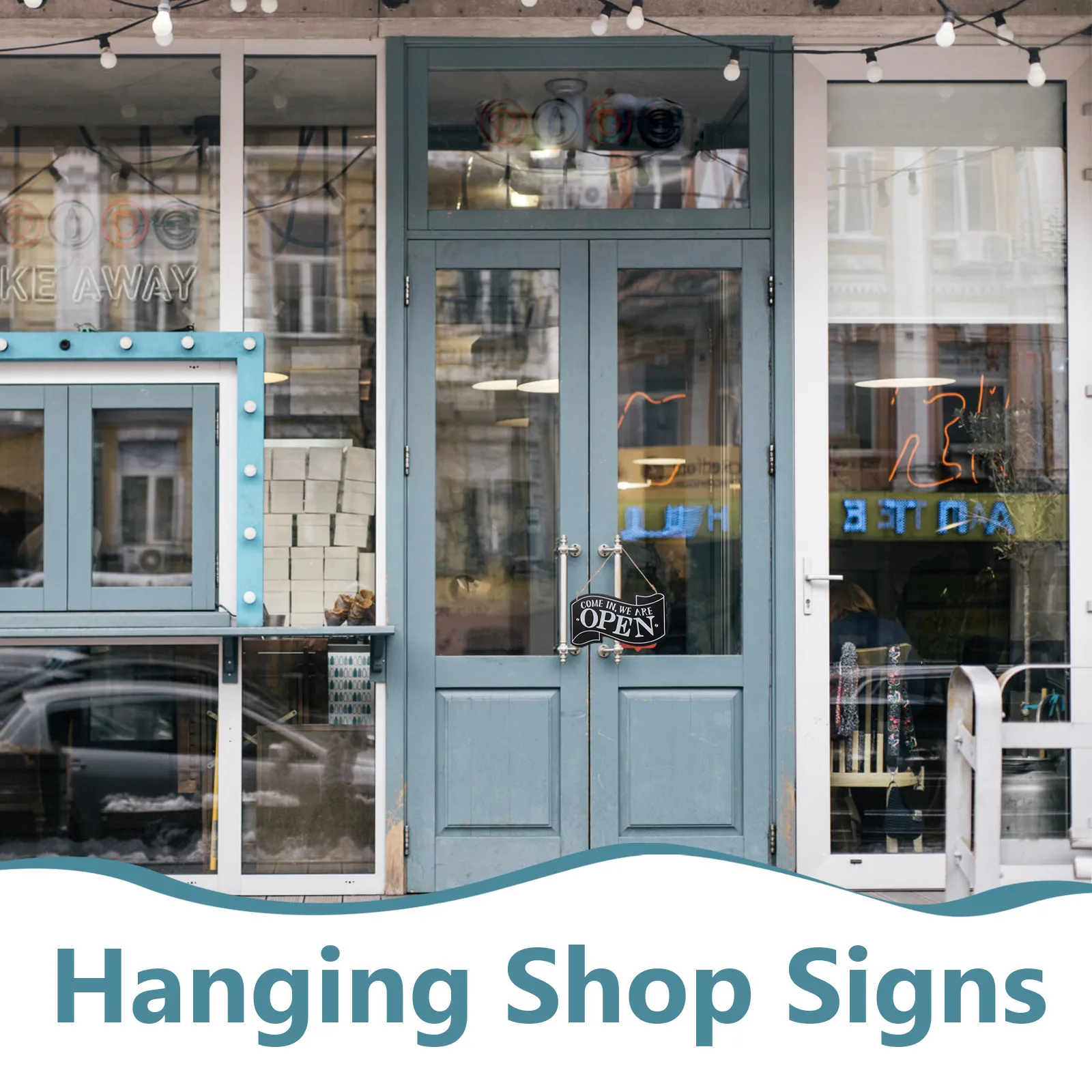 2Pcs Double-Sided Wooden Open Closed Business Sign Hanging Door Shop Cafe Restaurant Hotel Decoration