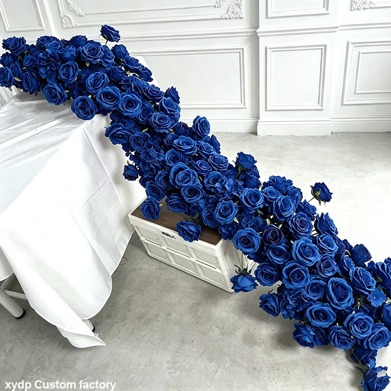 Künstliche Blumenreihe Rosen-Hortensien Sofa-Läufer Hochzeits-Hintergrund Tischdekoration Blumenreihe Dekor Florale Party-Präsentations-Requisiten – Detail 2