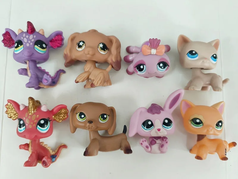 

8pcs/lot LPS Toys Mini Pet Shop Cat Dog Dragon Bee Animal Figures #5905