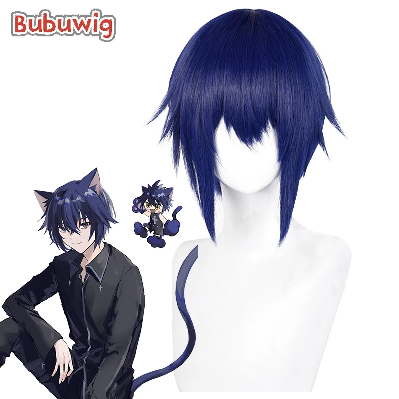 

Bubuwig Synthetic Hair Tsukiyomi Ikuto Cosplay Wigs Shugo Chara! Tsukiyomi Ikuto 30cm Short Dark Blue Men Wig Heat Resistant