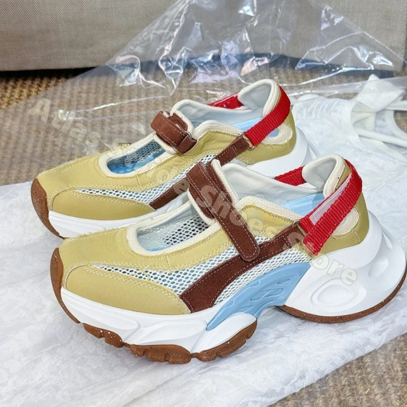 

Mary Jane Chunky Platform Sneakers Breathable Mesh Adjustable Strap Non Slip Lightweight Retro Casual Comfort Walking Sport Shoe