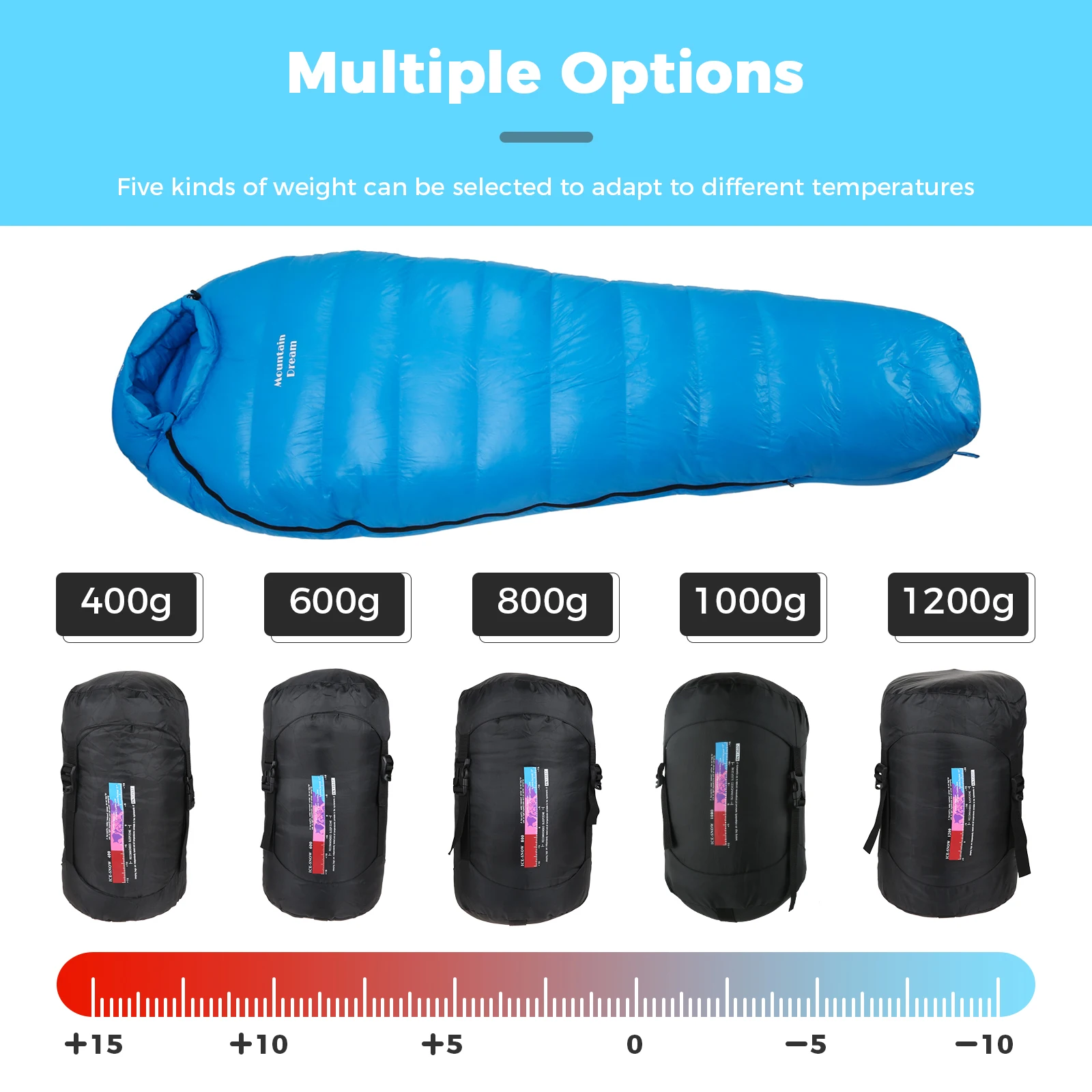 Very Warm 95% White Goose Down Sleeping Bag Ultralight Waterproof Breathable Outdoor Hiking Camping Travel Adult Sleeping Bag