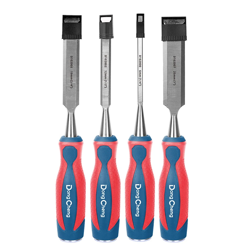 6-25mm Wood Chisel, CR-V Alloy Steel, Knockable End, Rubberized Soft Grip Handle, Heavy Duty for Woodworking,Carpentry,Hand Tool
