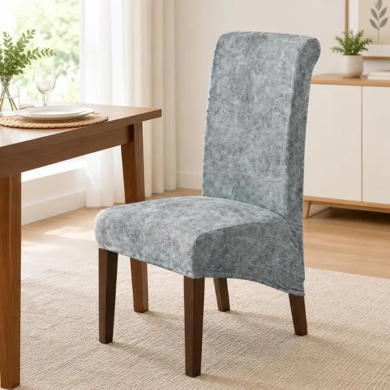 Stretch Dining Chairs Slipcovers, Set of 4, Polyester with Matte PU Surfaces for Tool-Frees Back and Coverage Y5GB