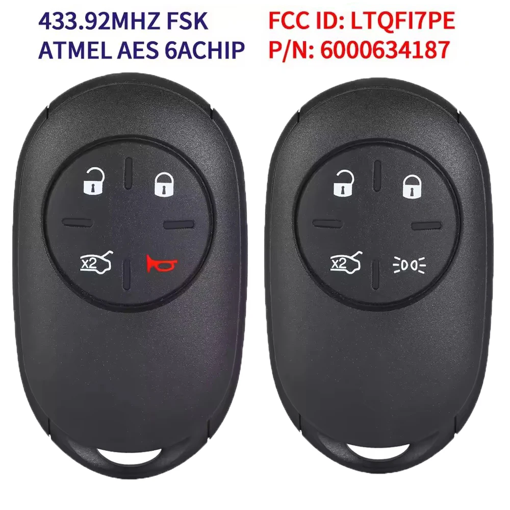 KEYECU Smart keyless Car Key 433MHz ATMEL AES 6A Chip LTQFI7PE P/N: 6000634187 For Fiat 500E 500 2020 2021 2022 2023 2024 2025