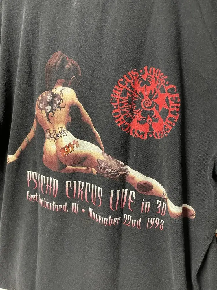 جولة عتيقة ، تي شيرت بقبلة نفسية سيرك كبيرة ، تي شيرت فرقة روك مباشرة ،