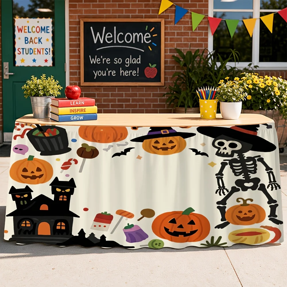 One party dress featuring Halloween elements such as pumpkins,skulls and cats. Perfect for birthdays,Christmases and Halloweens.