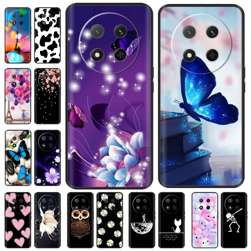 For Honor X9c Case Luxury Black Silicone Painted Soft Back Cover For Huawei Honor X9c Magic 7 Magic7 Lite HonorX9c Cases Bumper