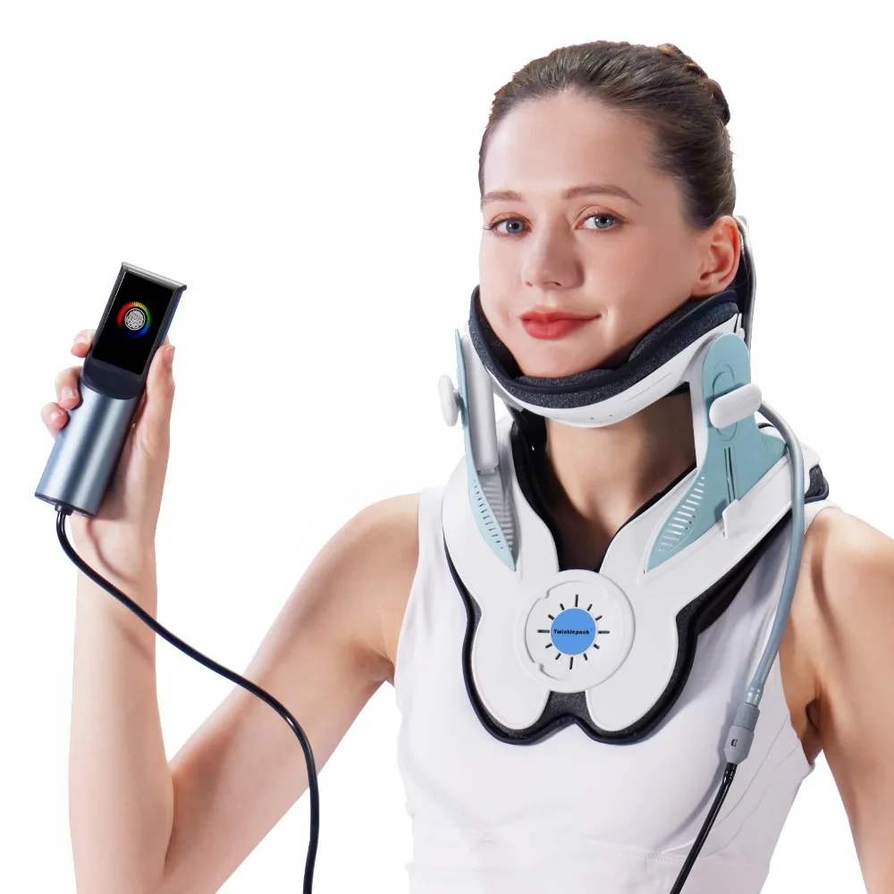Electric Air Pump Cervical Traction Device for Neck Pain Relief 3 Power Levels 8 Airbags Support Neck Relaxation