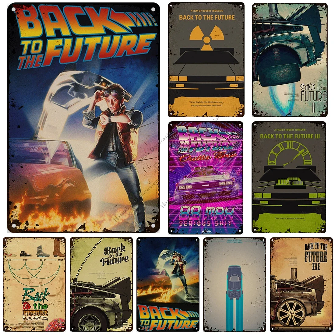 Movie Back To The Future Metal Vintage Poster Sci-Fi Comedy Metal Tin Sign Home Bar Club Wall Decor Signs Wall Decorative plate