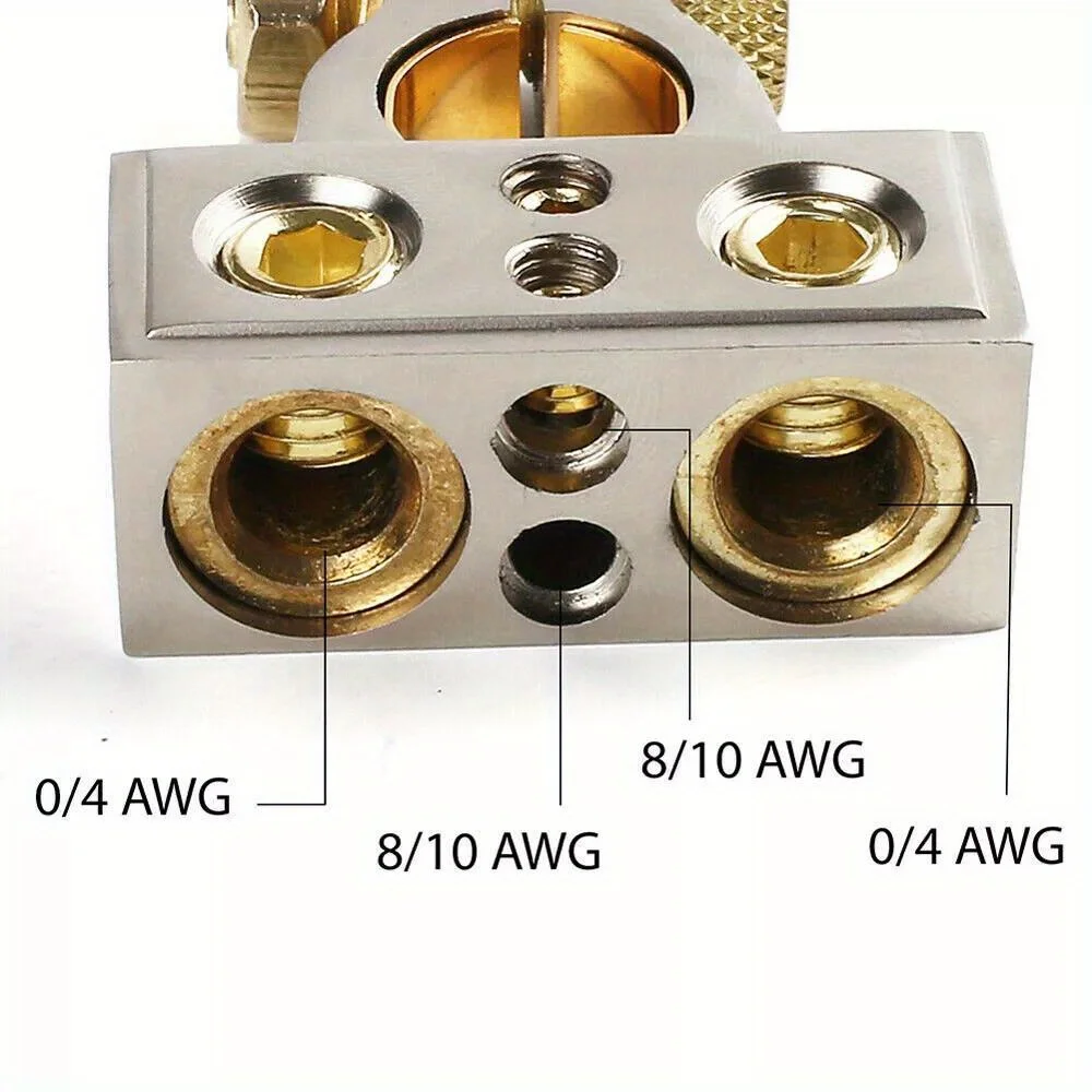 2 Car Battery Terminal Clamps with Shell and Ring 1/0 2 4 8 GA AWG Gauge Positive and Negative Ports view 3