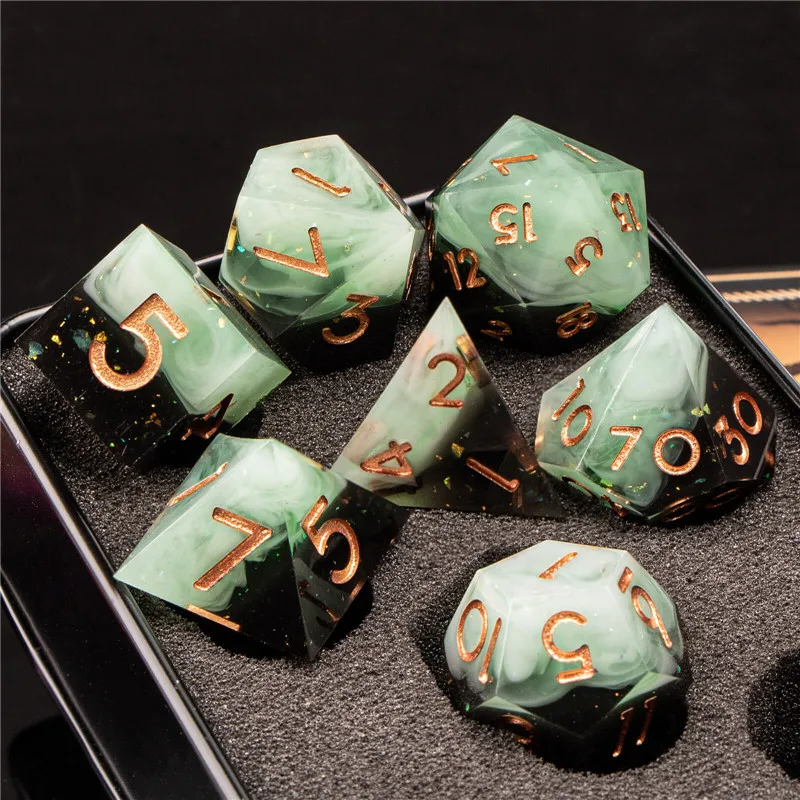 OUKELANWO DND D & D 주사위 세트, 던전 앤 드래곤, RPG 롤 플레잉 게임, 다면체 송진 날카로운 엣지 주사위, D20, D12, D10, D8, D6, D4