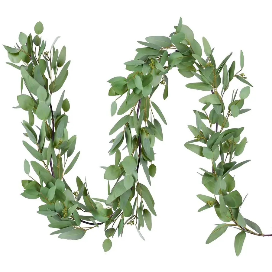

Искусственная гирлянда из эвкалипта 5,5 футов, имитация листьев эвкалипта, искусственная зелень для стола, свадебного фона, арки