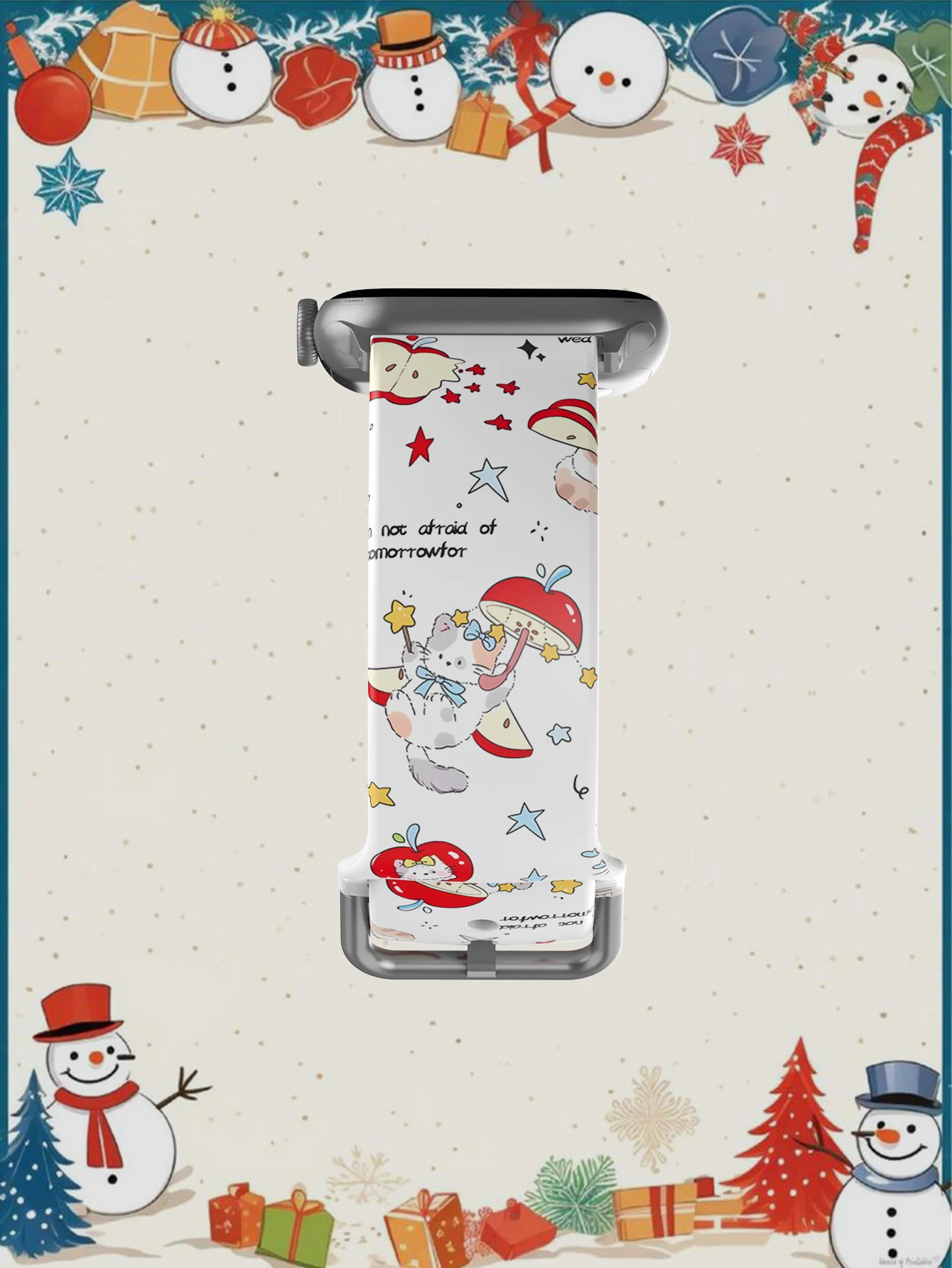 الكرتون التفاح الأحمر القطط لطيف ل سوار ساعة يد آبل 45 مللي متر 44 40 41 38 42 مللي متر سوار iWatch سلسلة 7 6 3 se 8 9 10 11 الترا 3 49 مللي متر #4