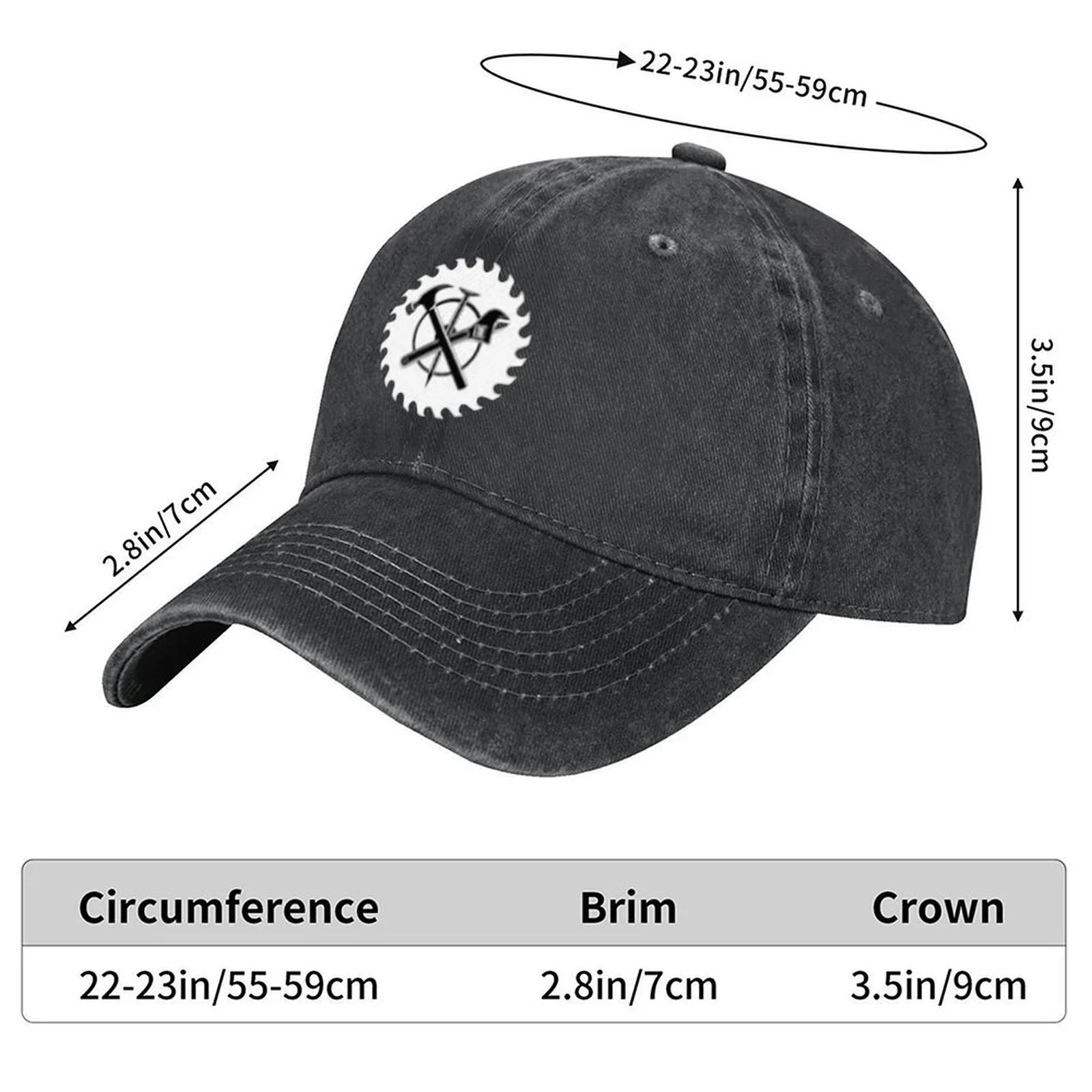 Carpenter Tools Saw Blade Graphic Baseball Cap Vintage Wash Adjustable Dad Hat Outdoor Sports Cap