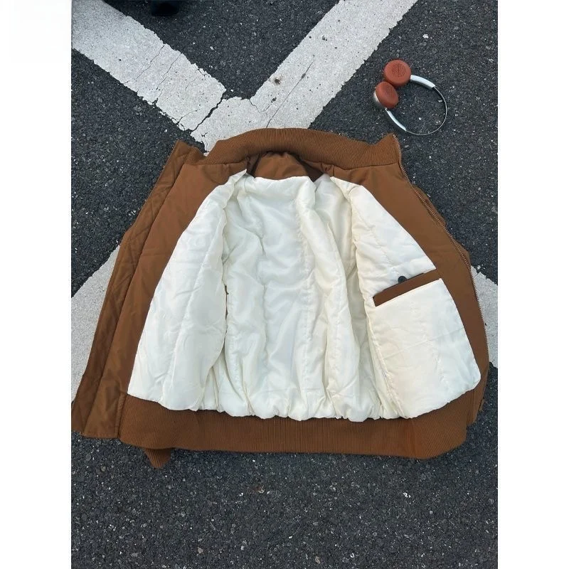 Thickened Short Bomber Jacket Pilot Coat Men's Winter Heavy Shoulder Bread Style Three-proof Cotton Outerwear Stand Collar