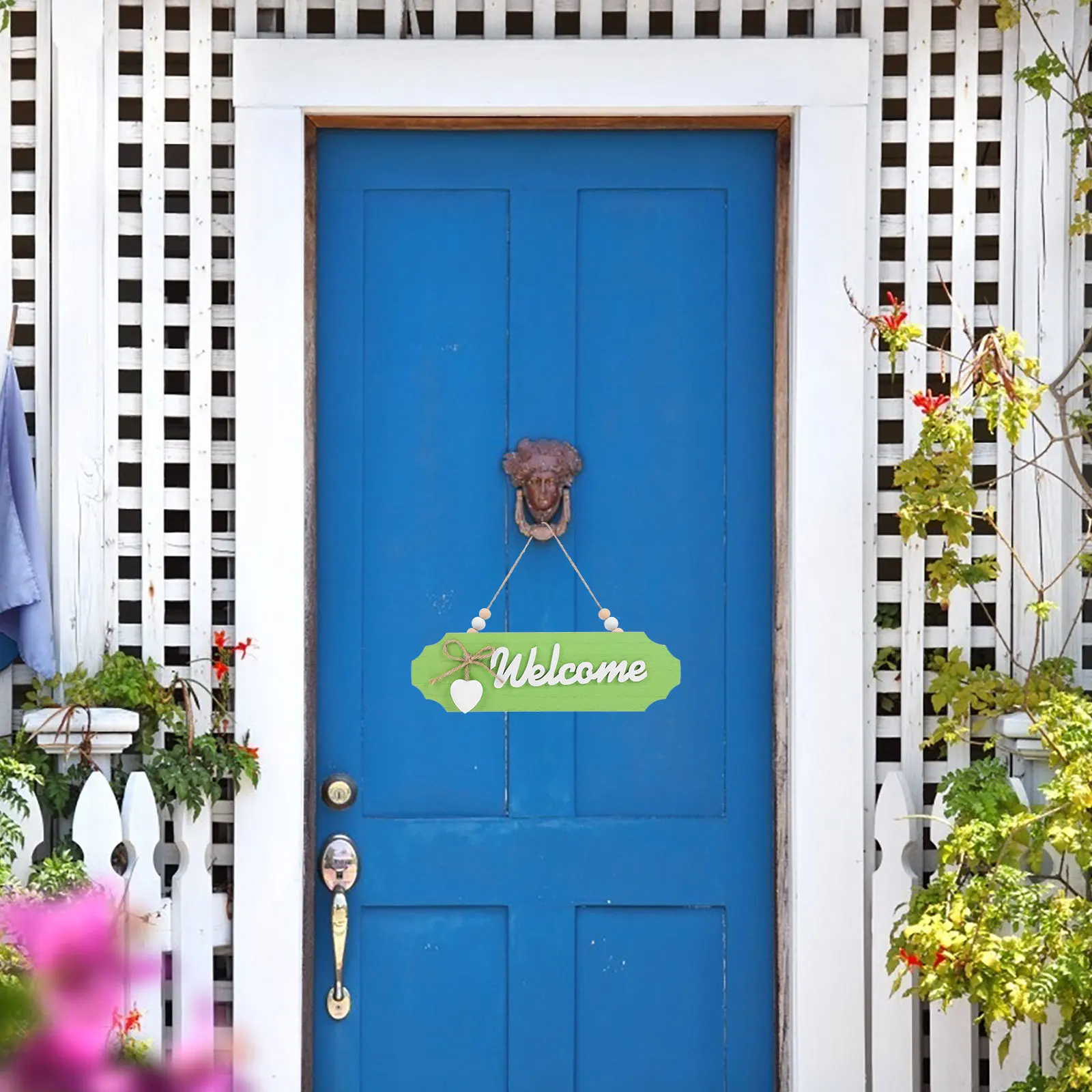 

Wooden Welcome Sign for Front Door Rustic Farmhouse Hanging Natural Wood Grain Delicate Hanger Home Decor Home Sign