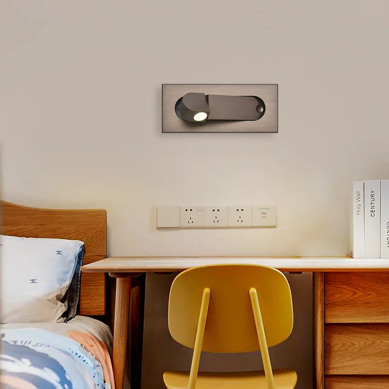 

New Bedroom Bedside Wall Lamp Simple Hotel Guesthouse Bed & Breakfast Wall Lamp Rotatable Embedded Wall Light