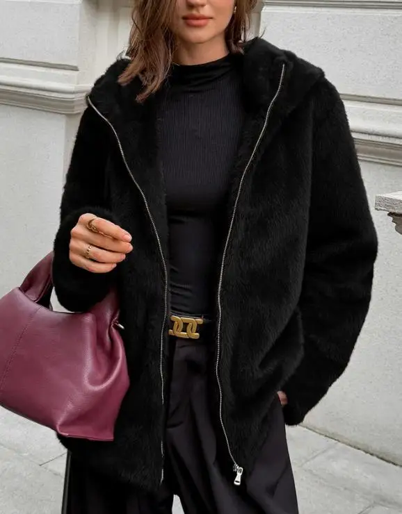 

2025 Autumn/Winter New Women's Fashion Elegant Temperament Fur Collar Coat Jacket Women's Wear