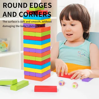 Children&#x27;s wooden stacking high balance puzzle Jenga wooden building block balance board game toy