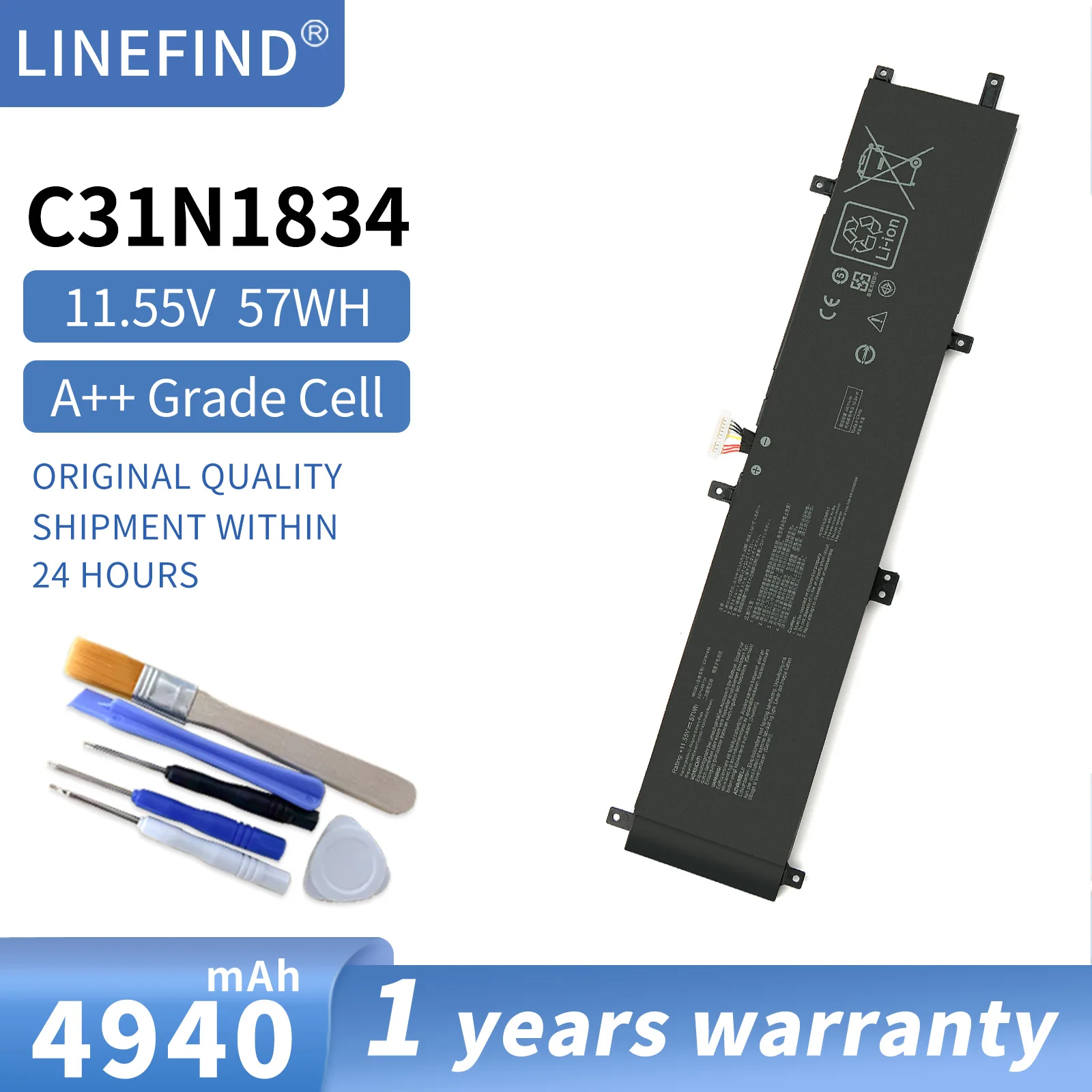 

C31N1834 Laptop Battery For ASUS ProArt StudioBook Pro 17 W700G W700G3T W700G1T W700G2T H700 H700GV 11.55V 57WH