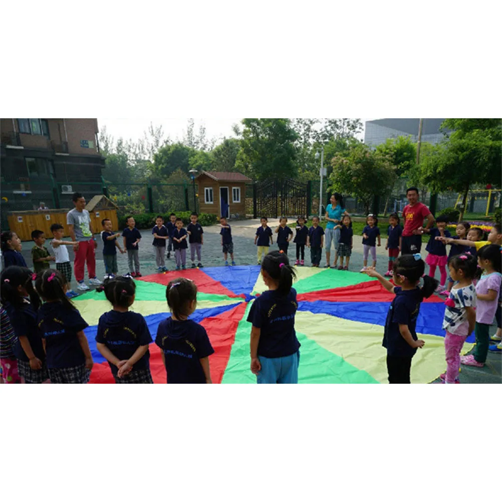 

Rainbow Parachute 12ft Diameter Sturdy Waterproof Kids Toys Outdoor Indoor Play Gymnastics Equipment Bright Colors