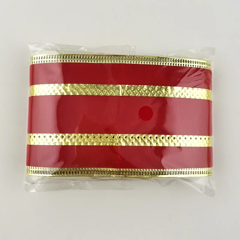 (2m/roll) 65mm Red Gold Striped Ribbon Christmas Decoration Holiday Gift Wrapping Bow Making Handmade DIY Crafts Ribbons