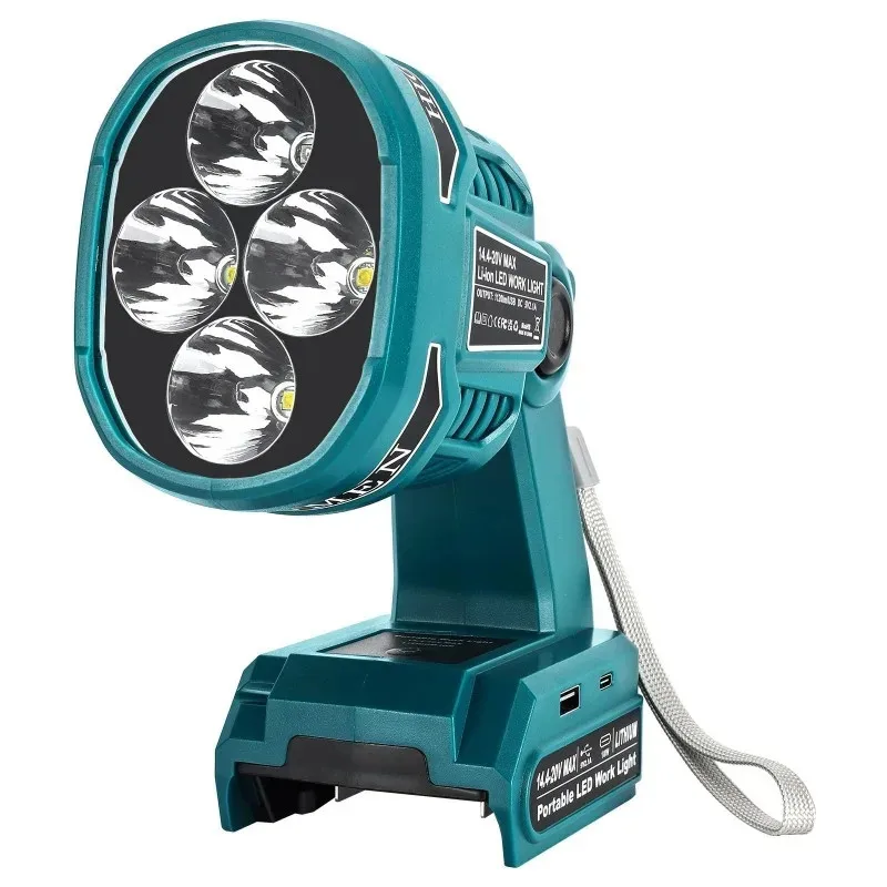 

14,4 В 18 В литий-ионный аккумулятор для электроинструмента, светодиодная лампа рабочего освещения для Makita BL1815 BL1830 BL1840 BL1850 с USB-портом, фонарик